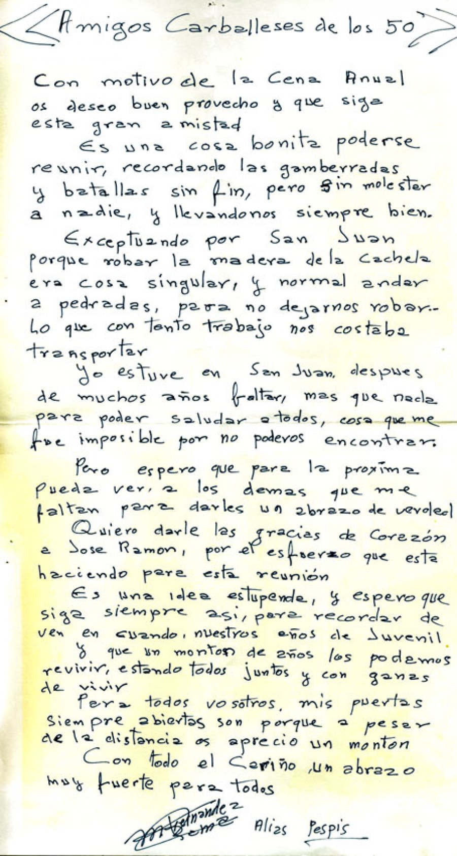 Carta de Manolo Pespis (Julio-2003)